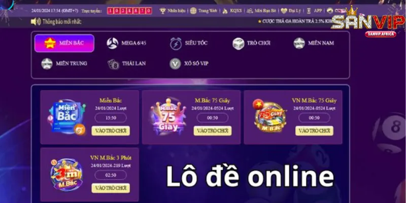 Lô đề online Sanvip sân chơi cho người đam mê con số