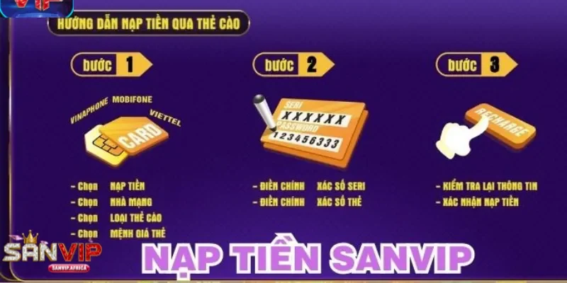 Các hình thức nạp tiền SANVIP phổ biến 2025